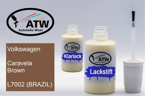 Volkswagen, Caravela Brown, L7002 (BRAZIL): 20ml Lackstift + 20ml Klarlack - Set, von ATW Autoteile West.